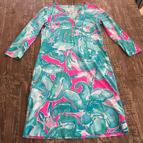 Lilly Pulitzer Floral Neon Button Up Dress - Picture 1 of 7